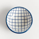 Napa Dark Blue/white STRIA GRID DIP BOWLS, SET OF 6