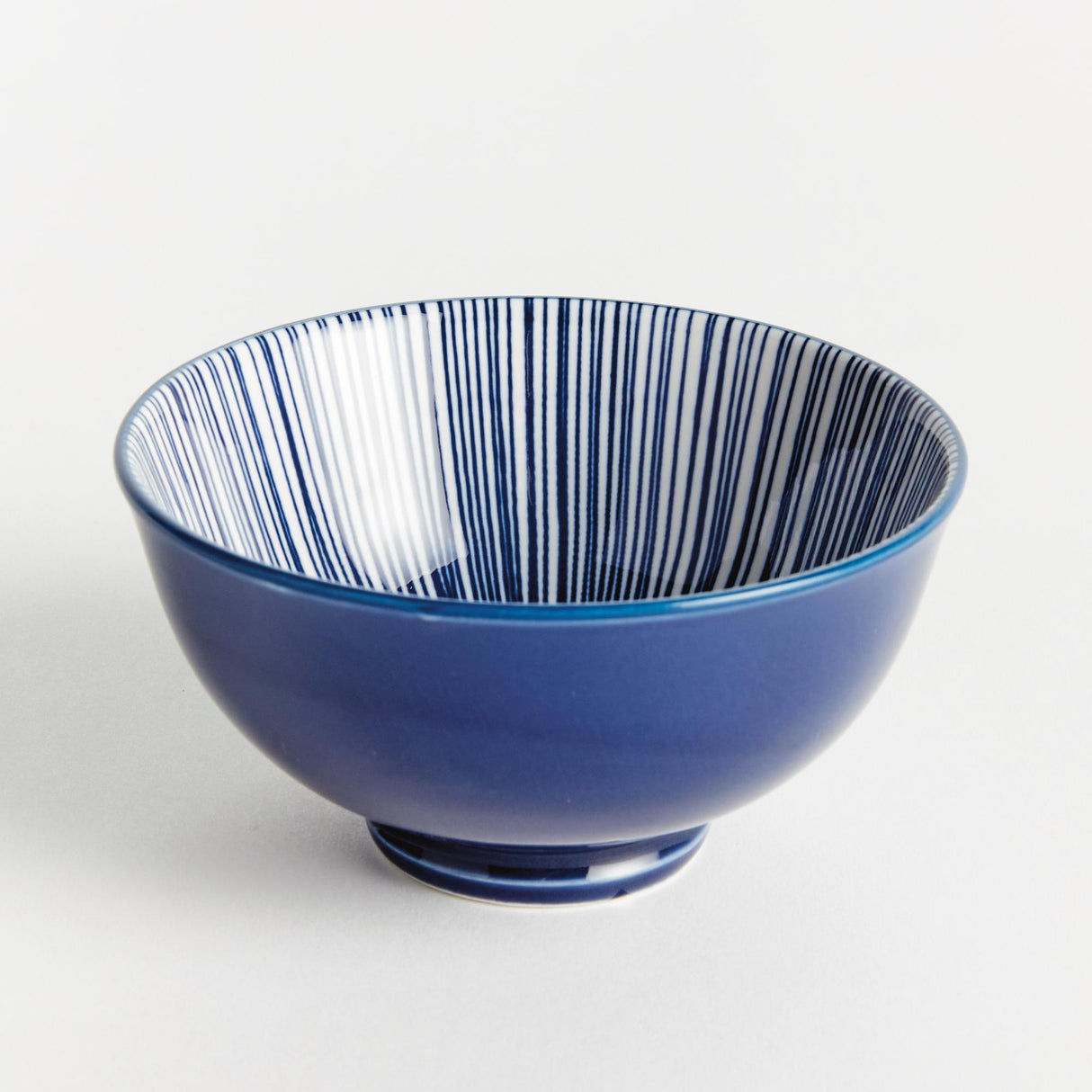 Napa Dark Blue/white STRIA 4.75" BOWLS, SET OF 6