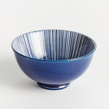 Napa Dark Blue/white STRIA 4.75" BOWLS, SET OF 6