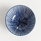 Napa Dark Blue/white STRIA 4.75" BOWLS, SET OF 6