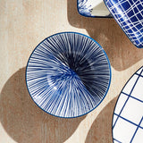 Napa Dark Blue/white STRIA 4.75" BOWLS, SET OF 6