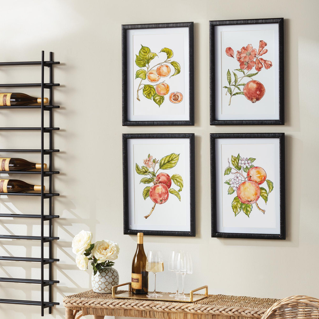 Napa Pink/orange AUTUMNAL FRUIT PRINTS, SET OF 4