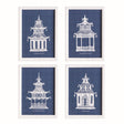 Napa Blue TRADITIONAL PAGODA STUDY, SET OF 4