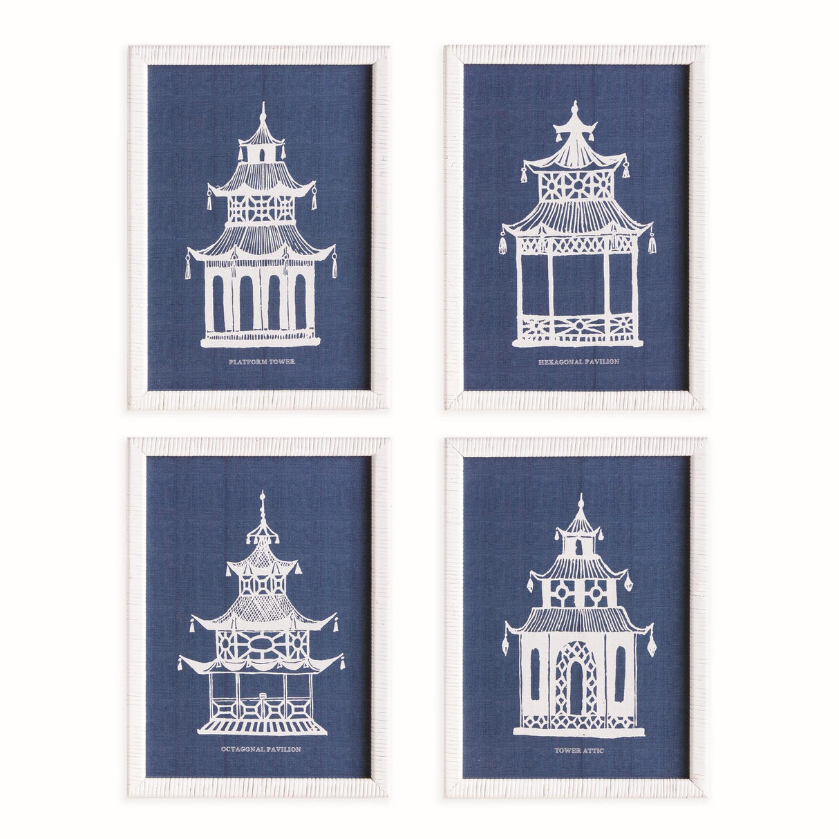 Napa Blue TRADITIONAL PAGODA STUDY, SET OF 4