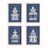 Napa Blue TRADITIONAL PAGODA STUDY, SET OF 4