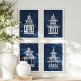 Napa Blue TRADITIONAL PAGODA STUDY, SET OF 4