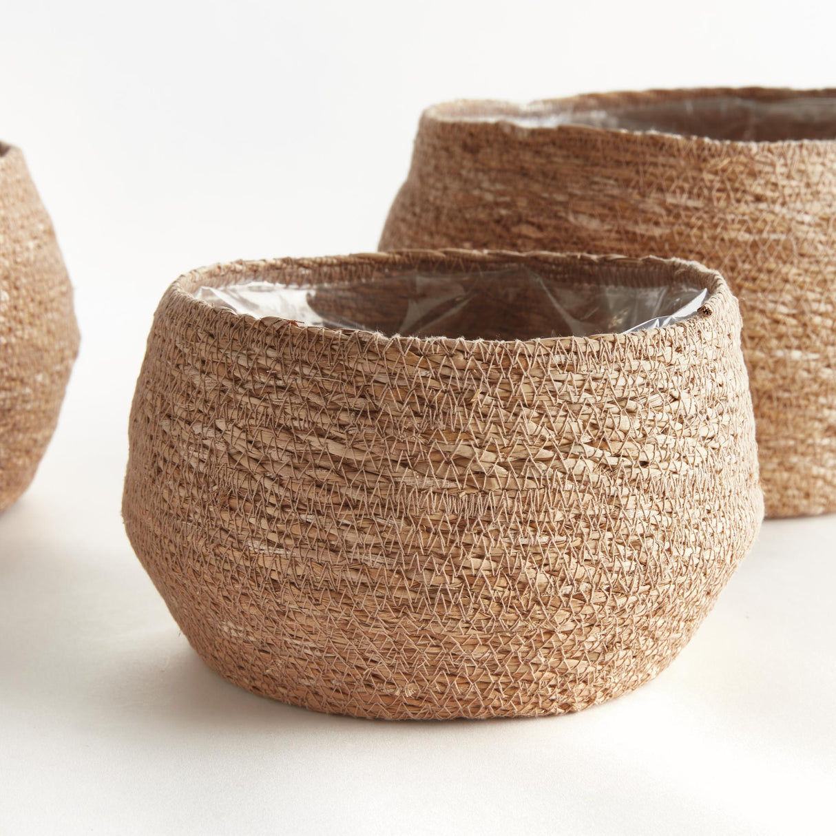 Napa Natural SEAGRASS ROUND TAPERED BASKETS, SET OF 3