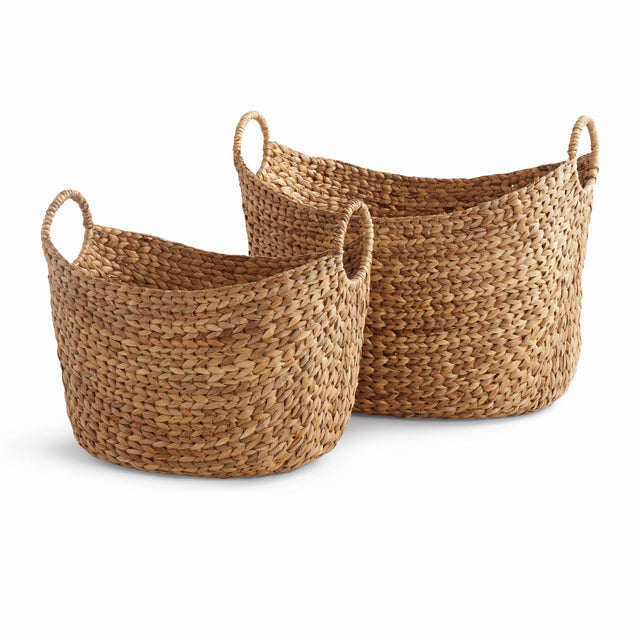 Napa Natural JOSETTE WATER HYACINTH BASKETS WITH HANDLES, SET OF 2