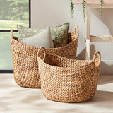 Napa Natural JOSETTE WATER HYACINTH BASKETS WITH HANDLES, SET OF 2