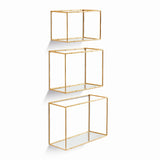 Napa Gold/Mirrored Glass DAPHNE MIRRORED WALL SHELVES, SET OF 3