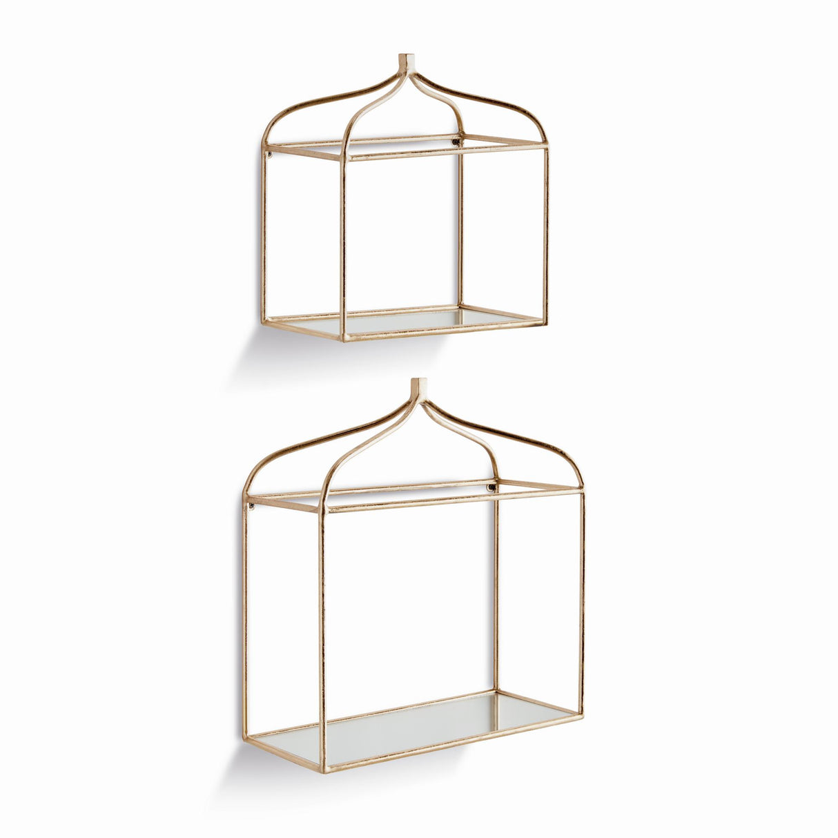 Napa Champagne ABBEY MIRRORED WALL SHELVES, SET OF 2