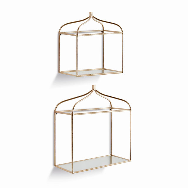 Napa Champagne ABBEY MIRRORED WALL SHELVES, SET OF 2