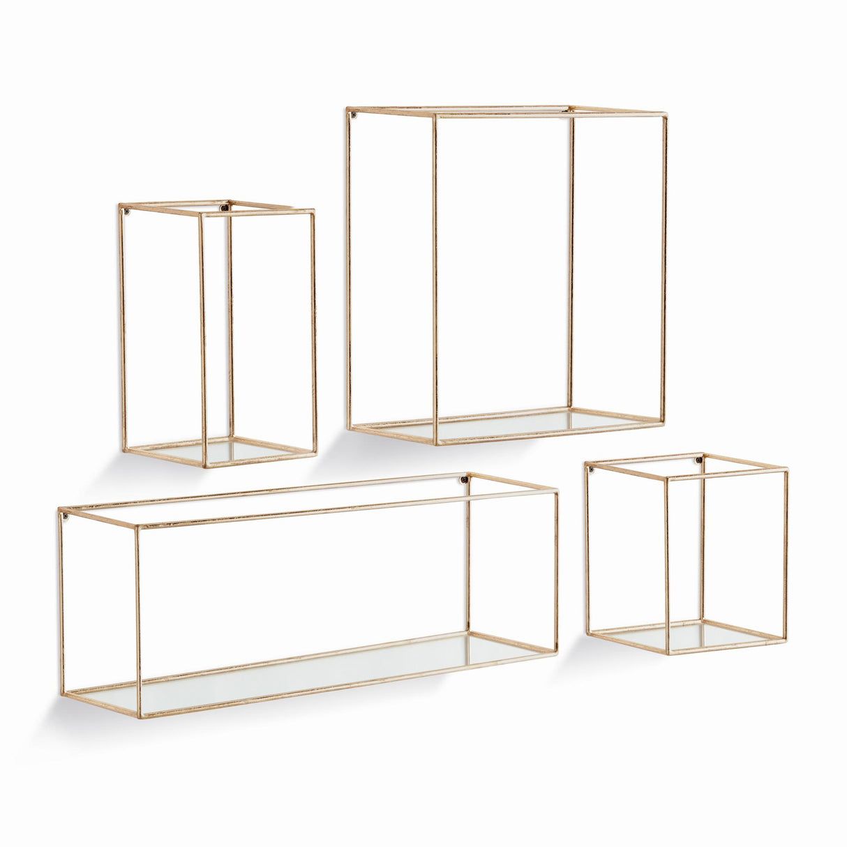 Napa Champagne DUNCAN MIRRORED WALL SHELVES, SET OF 4