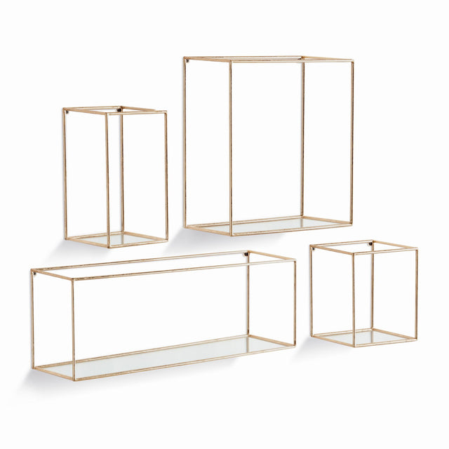 Napa Champagne DUNCAN MIRRORED WALL SHELVES, SET OF 4