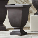 Napa Antique Black FIBRECLAY BECKETT SQ FOOTED PLANTER SMALL