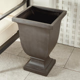 Napa Antique Black FIBRECLAY BECKETT SQ FOOTED PLANTER LARGE