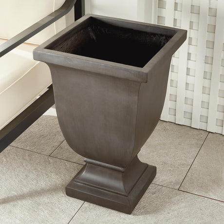Napa Antique Black FIBRECLAY BECKETT SQ FOOTED PLANTER LARGE