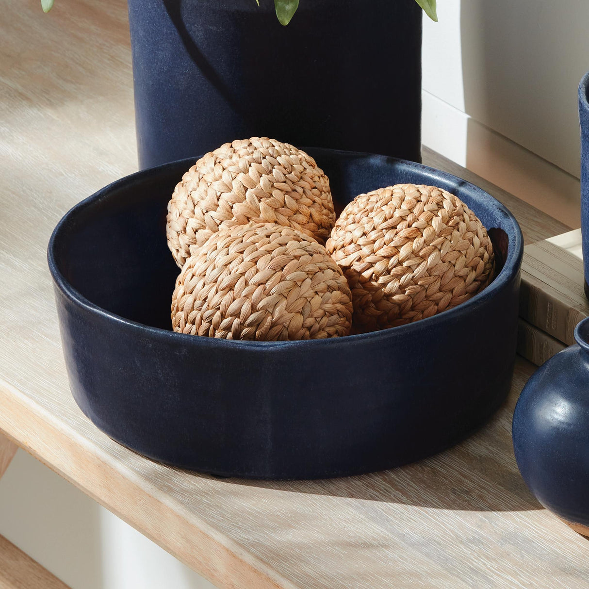 Napa Navy STUDIO DECORATIVE LOW BOWLS, SET OF 2