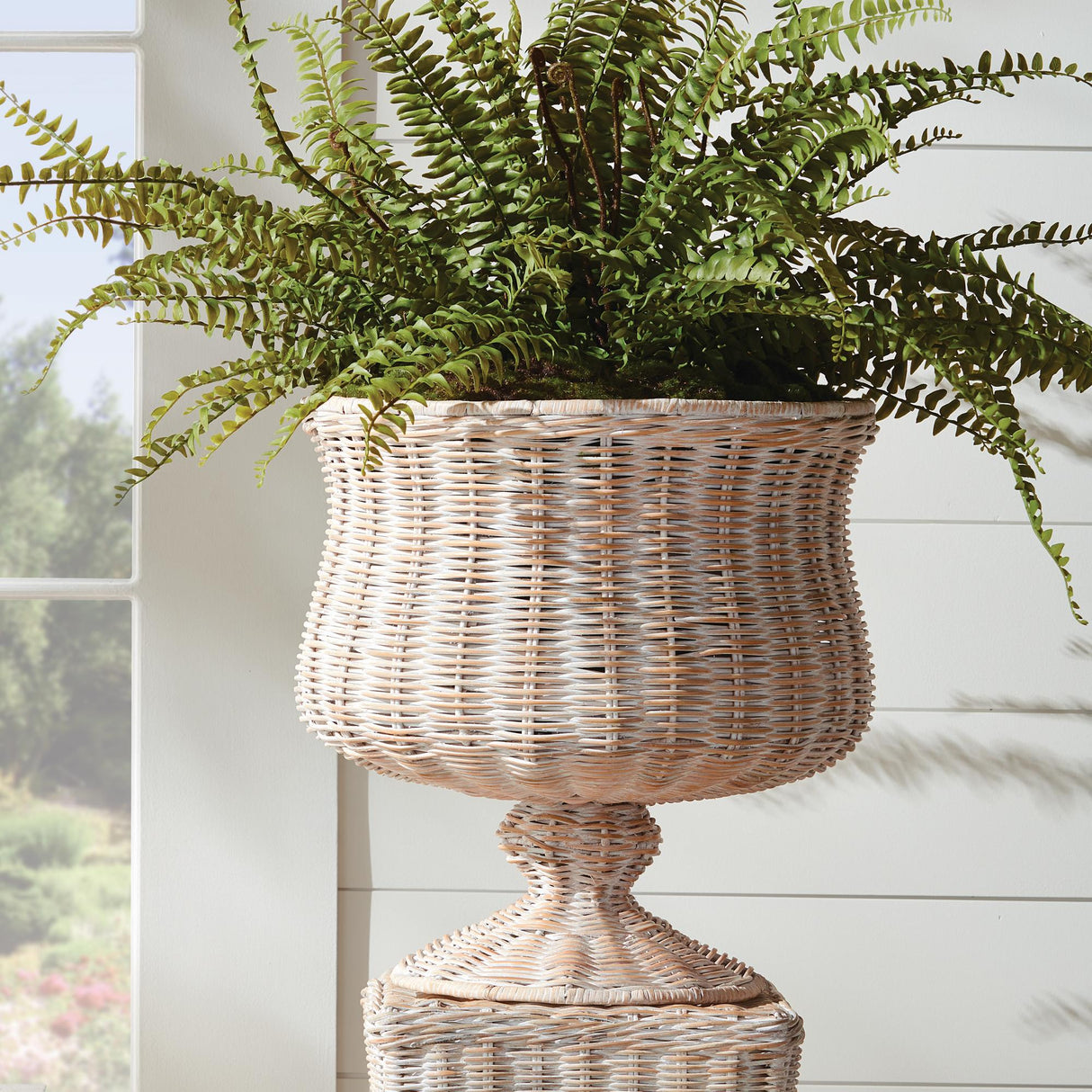 Napa Whitewash CHESAPEAKE RATTAN FOOTED URN WIDE