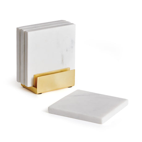 Napa White Marble/Gold BROOKLYN COASTERS, SET OF 4