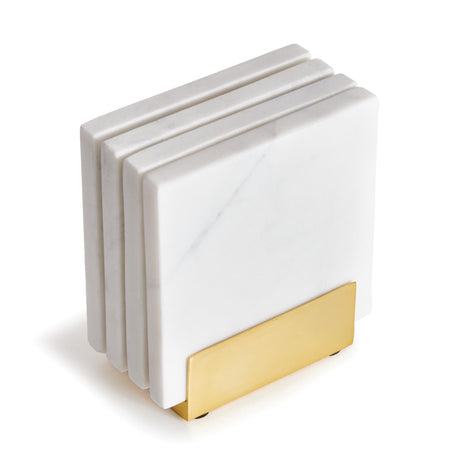 Napa White Marble/Gold BROOKLYN COASTERS, SET OF 4