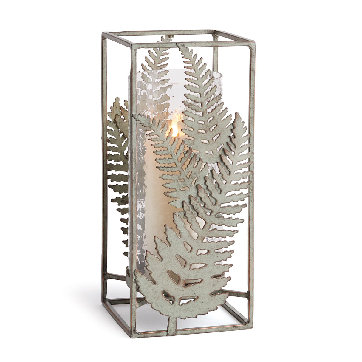 Napa Verdigris/Hammered Glass VERDIGRIS FERN HURRICANE LARGE