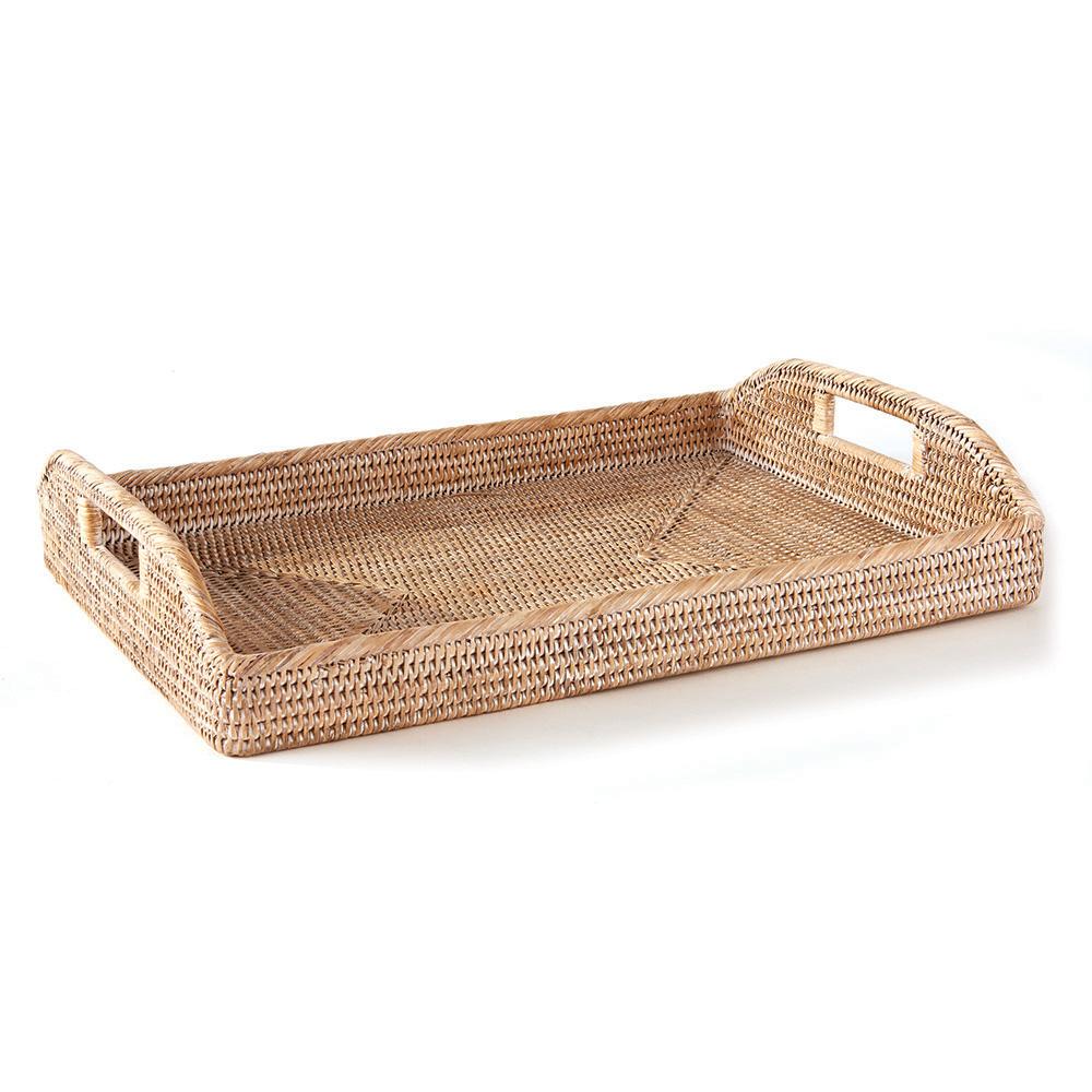 Napa Whitewash BURMA RATTAN MORNING TRAY 20"