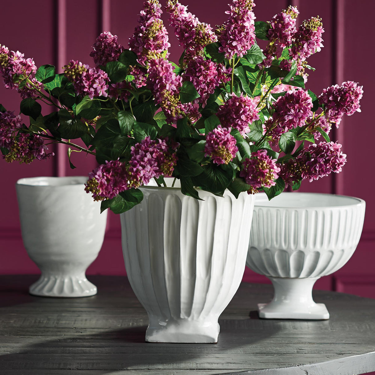 Napa White COLUMN FOOTED URN 13"