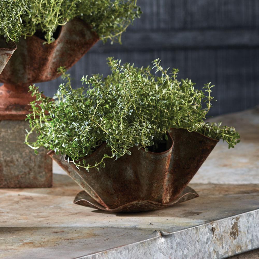 galvanized plant saucer Galvanized Handkerchief Pot With Saucer