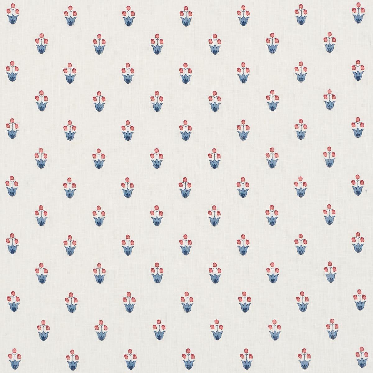 Schumacher Moira Hand Print Blue & Red Fabric