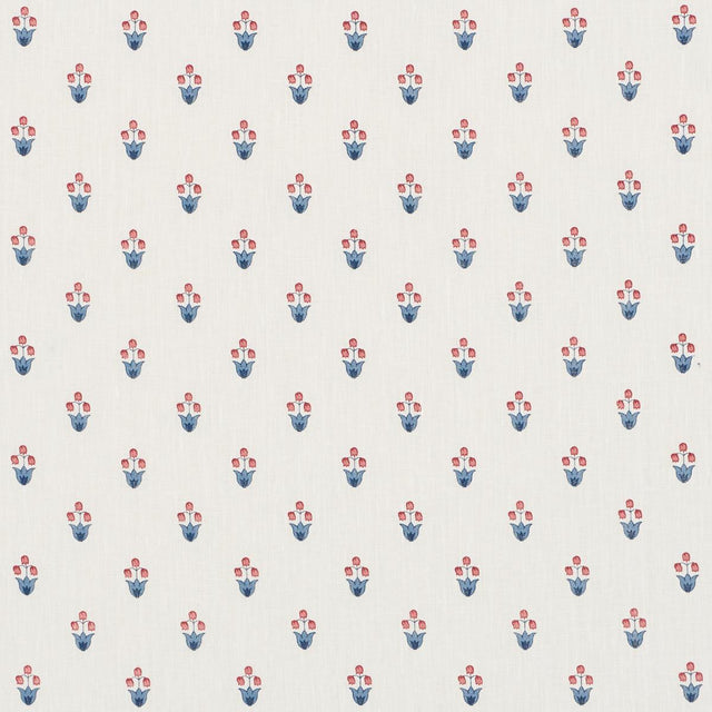 Schumacher Moira Hand Print Blue & Red Fabric