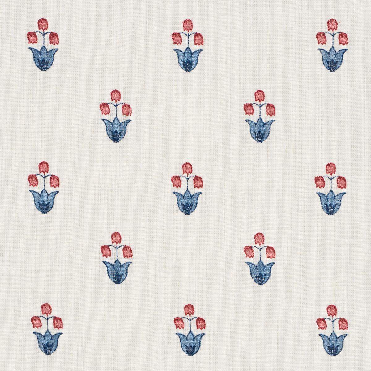 Schumacher Moira Hand Print Blue & Red Fabric