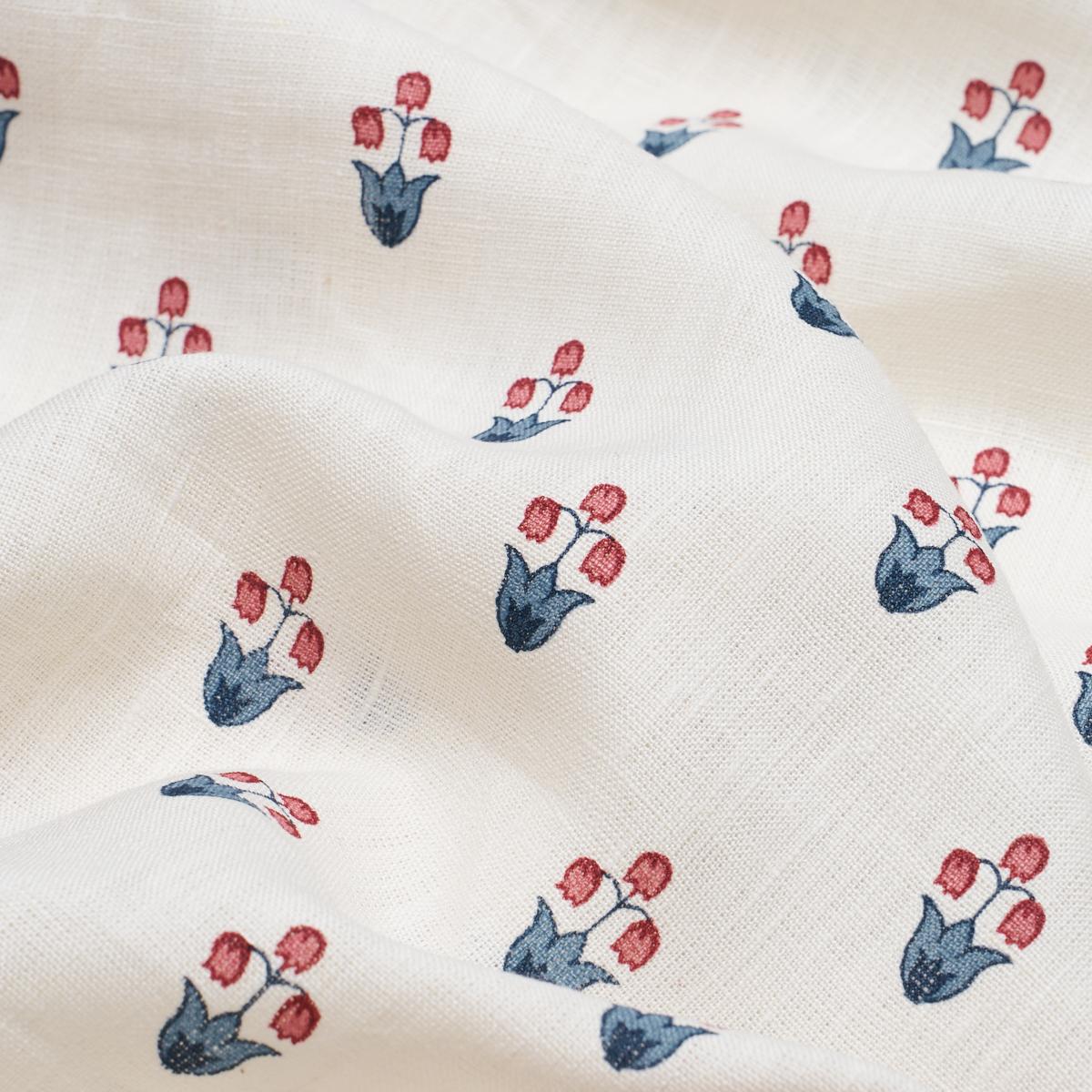 Schumacher Moira Hand Print Blue & Red Fabric