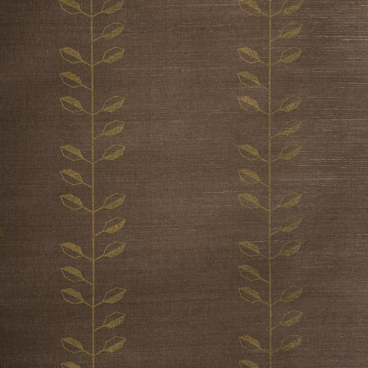 Schumacher Geo Leaf Sisal Metallic Gold & Sepia Wallpaper