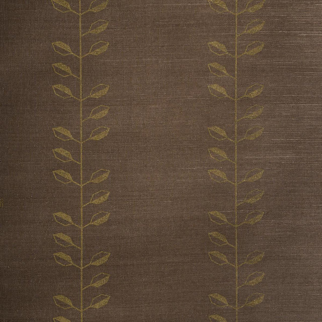 Schumacher Geo Leaf Sisal Metallic Gold & Sepia Wallpaper