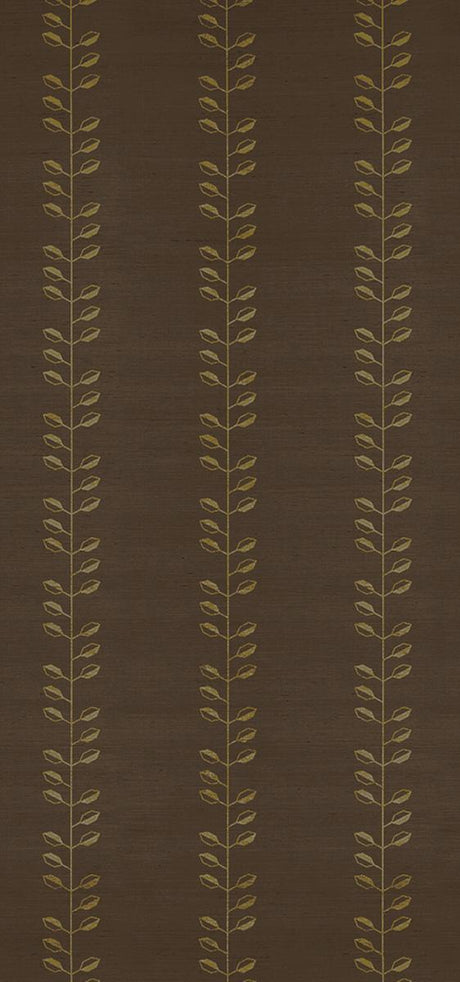 Schumacher Geo Leaf Sisal Metallic Gold & Sepia Wallpaper
