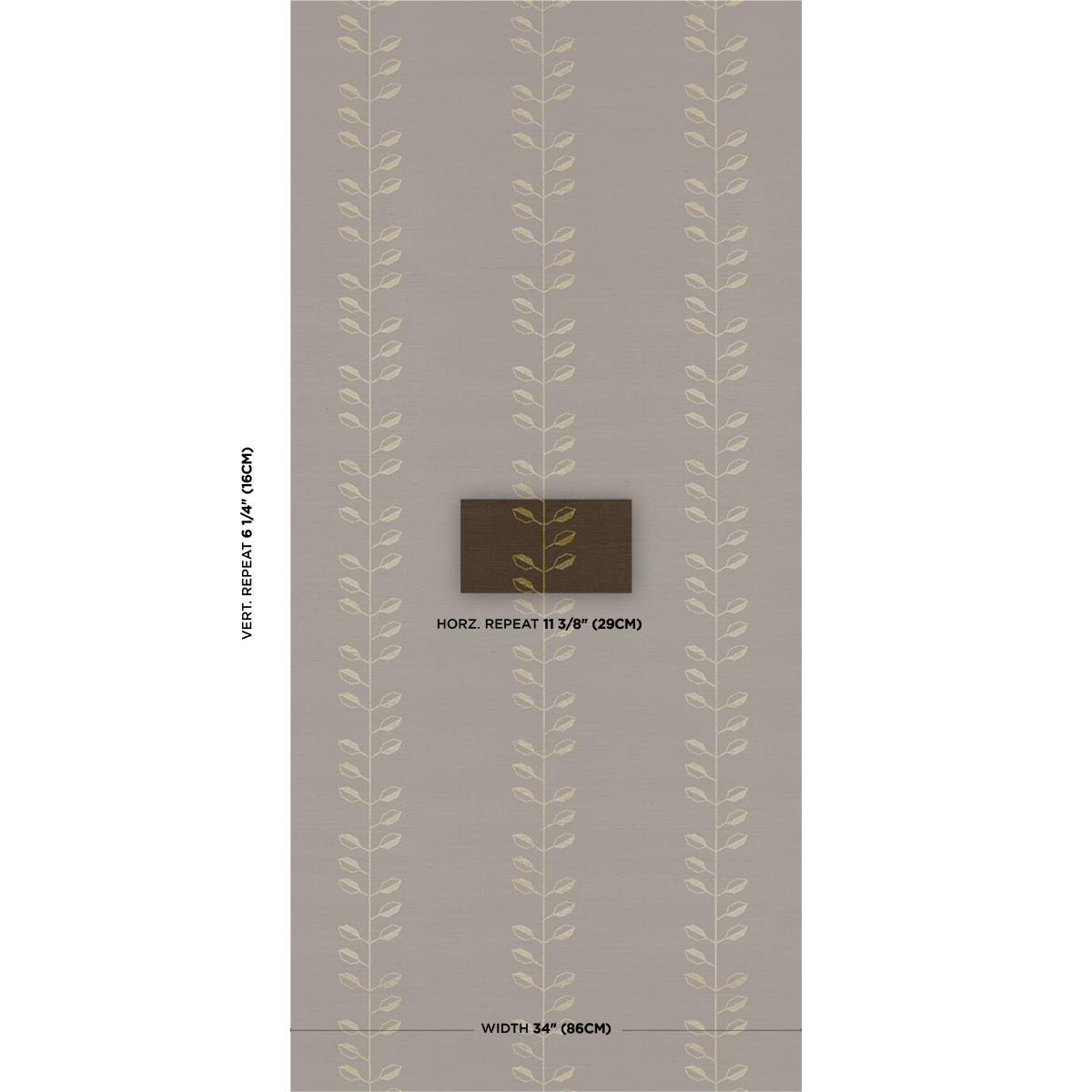 Schumacher Geo Leaf Sisal Metallic Gold & Sepia Wallpaper