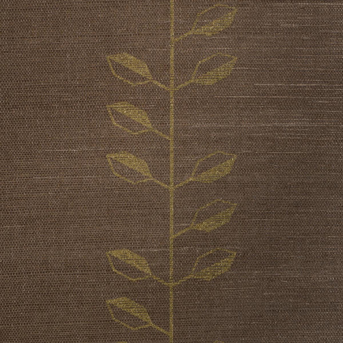 Schumacher Geo Leaf Sisal Metallic Gold & Sepia Wallpaper