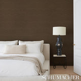 Schumacher Rivet Stripe Sisal Sepia Wallpaper