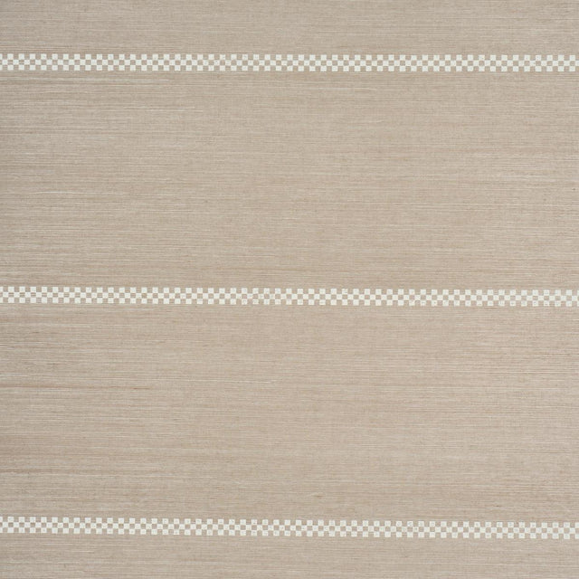 Schumacher Checkered Stripe Sisal Flax Wallpaper