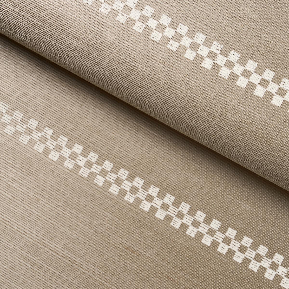 Schumacher Checkered Stripe Sisal Flax Wallpaper