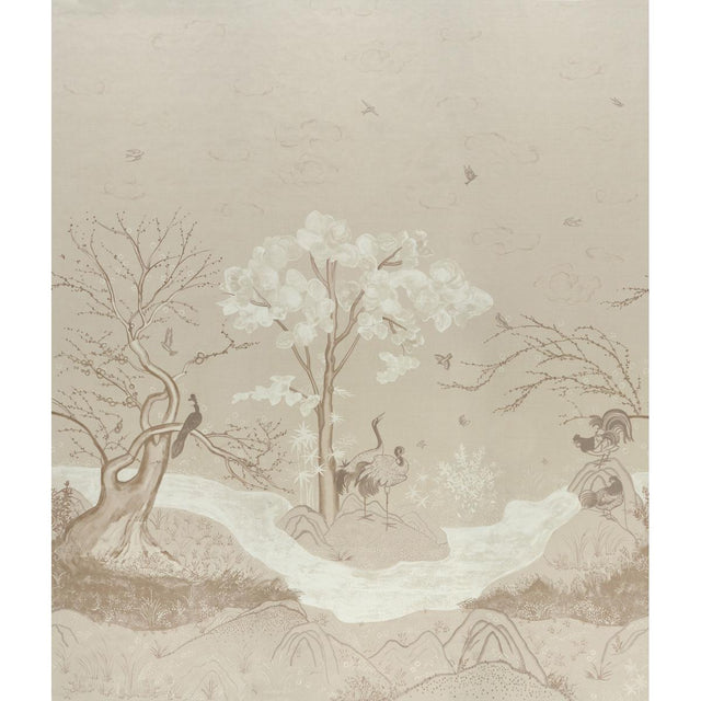 Schumacher Birdsong 3 Panel Set Ivory Wallpaper