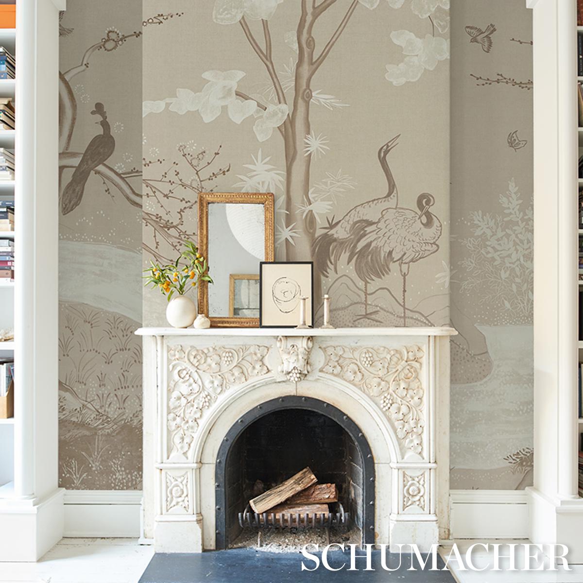 Schumacher Birdsong 3 Panel Set Ivory Wallpaper