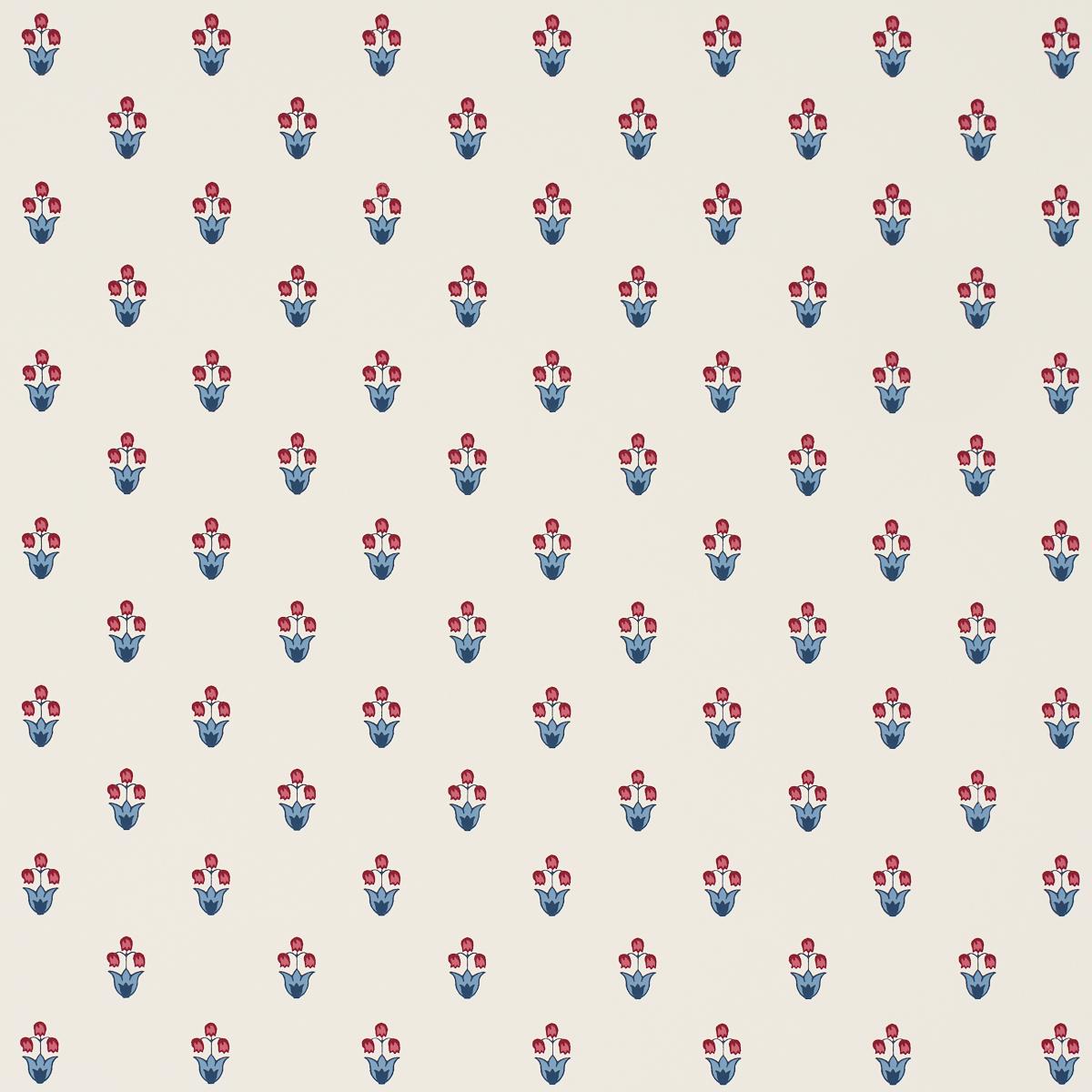 Schumacher Moira Hand Print Blue & Red Wallpaper