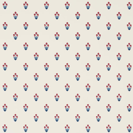 Schumacher Moira Hand Print Blue & Red Wallpaper