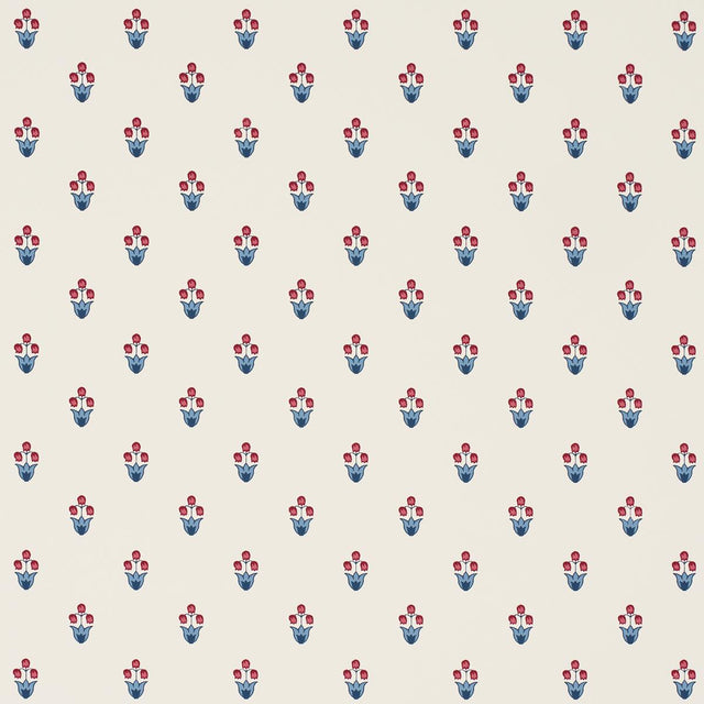 Schumacher Moira Hand Print Blue & Red Wallpaper