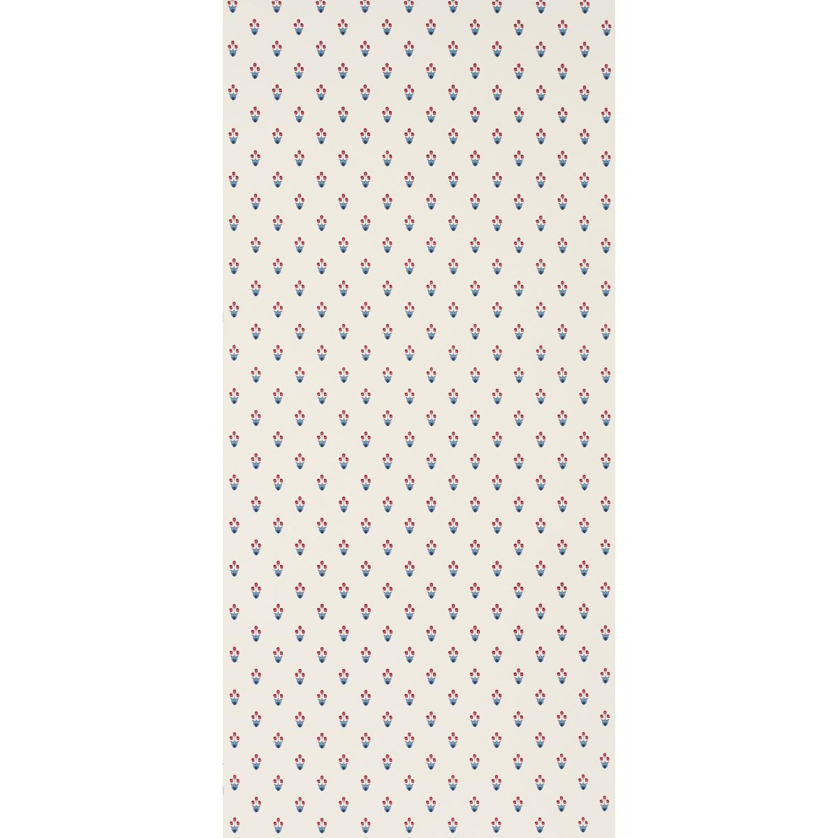 Schumacher Moira Hand Print Blue & Red Wallpaper