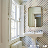 Schumacher Moira Hand Print Blue & Red Wallpaper