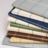 Schumacher Frannie Windowpane Navy Fabric