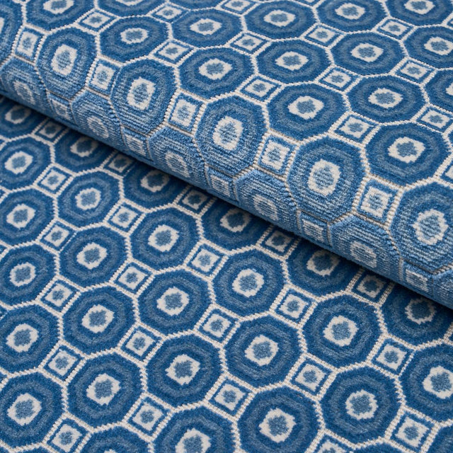 Schumacher Trianon Cut Velvet Azur Fabric